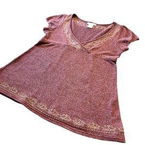 Vintage Y2K Charlotte Russe Babydoll Puff Short Sleeve Romantic VNeck Tunic Top